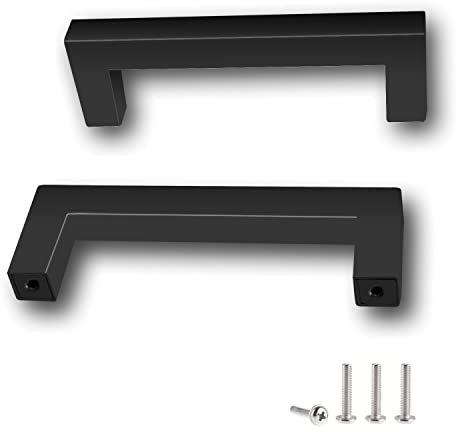 Drenky 2 Stück Schwarz Rostfreier Stahl Türknäufe, Möbelgriff mit Schraube für Schublade, Schrank, Möbel, Küche, Heimdekoration, Lochabstand 96 mm