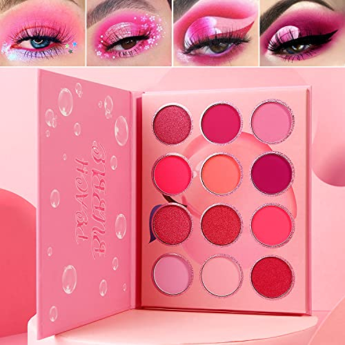 Afflano Rosa Lidschatten-Palette Make-up, Hochpigmentierte Lila Pfirsich Rosa Lidschatten Palette Blendable Matte Shimmer Shades Kleine Süße Violet Eye Make-up für Mädchen Frauen
