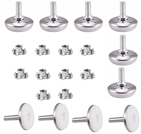 Möbelgleiter zum Anschrauben, M6, verstellbar, Durchmesser 28 mm, für Möbelbeine (M6–15 (10 Set))