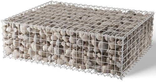 DKIEI Gabion Baskets Gabion Stones Gabion Wire Mesh Gabion Cages Retaining Wall Garden Wire Pot Cage Fence Privacy Diameter-4 mm Mesh, 100x80x30CM