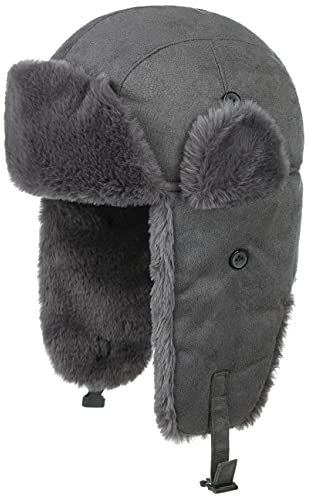 Seeberger Finola Fliegermütze Pilotenmütze Wintermütze Lapeer Damen - mit Ohrenklappen, Futter Herbst-Winter Winter - S (54-55 cm) dunkelgrau