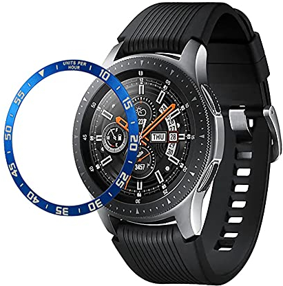 AISPORTS Lünettenring Kompatibel mit Samsung Galaxy Watch 46mm Lünettenschlaufe Damen Herren, Bezel Styling Adhesive Cover Edelstahl Metallkreis Schutzhülle für Samsung Gear S3 Frontier/Classic