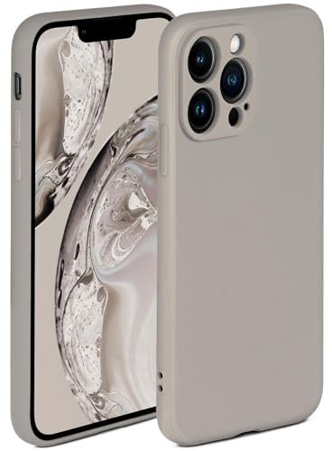 ONEFLOW Custodia morbida compatibile con Apple iPhone 13 Pro Max, custodia in silicone con bordo rialzato per la protezione dello schermo, custodia morbida per telefono, Grigio opaco