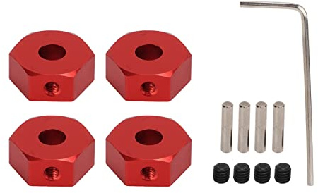 VGEBY 4 pieces 1/10 RC Wheel Hex Hubs Nut, 14mm Aluminum Wheel Hex Drive Hub for AMMRA Big Rock for Typhon for Senton(Red) Model Car Accessories Model Toy