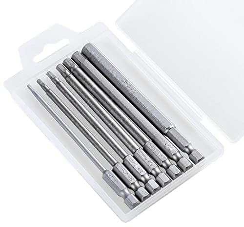 YUHIAKE Hex Bit Set Lang 7-teilig, Magnetischen Hexagon Head Bitsatz 100mm Länge, 1/4 Sechskant Magnetisch Innensechskant Schraubendreher Bit H2 H2,5 H3 H4 H5 H6 H8