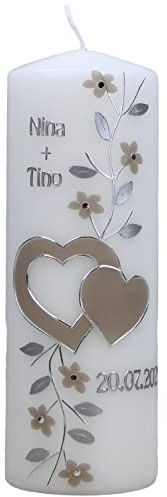christ-kerzen Hochzeitskerze Nina und Tino mit Namen und Datum, individuell, handverziert 1245