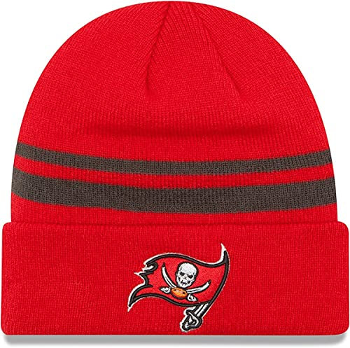 New Era Unisex-Erwachsene NFL Offizielle Sport Knit Classic Striped Knit Beanie Kaltes Wetter Mütze, Tampa Bay Buccaneers, Einheitsgr��e