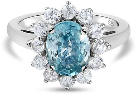 SHOP LC Ovaler Blauer Zirkon Ring für Frauen in 925 Sterling Silber, Größe 20