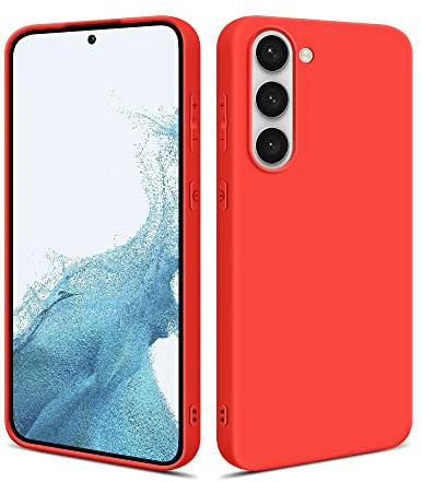 HSP Hülle für Samsung Galaxy S23 5G, Silikon Handyhülle, Dünn Case, Rot | Kameraschutz, matt, passgenaue Aussparungen, erhöhte Ränder, Handy Schutzhülle, Silikonhülle, Phone Cover, Silicone