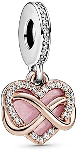 BEEUVIP Scintillante Infinity Heart Dangle Charm per bracciali, ciondoli in argento 925, perline per collane, per la festa della mamma, compleanno, regalo di Natale