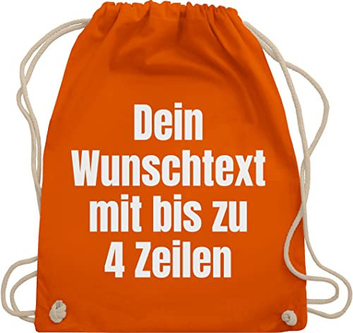 Turnbeutel Rucksack - Aufdruck selbst gestalten - Wunschtext I Eigener Text I Custom Text - Unisize - Orange - personalisierter beutel stoffbeutel name personalisierte datum beuteltasche