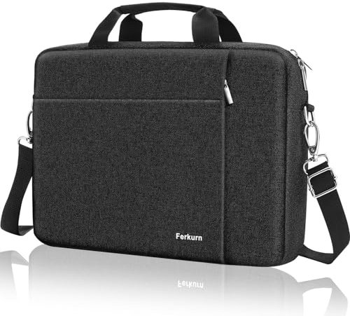 Ferkurn Laptop Bag Case for Women Men, Messenger Briefcase Computer Bag with Shoulder Compatible with Macbook Pro/Air, XPS Latitude, HP Pavilion, ASUS, Acer, Samsung, Black, 14 Inch