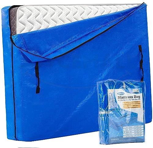 Double Size Mattress Bag for Moving & Storage, JOYCEMALL Heavy Duty Extra Thick Waterproof Reusable Mattress Cover Protector with 8 Reinforced Carrying Handles & Strong Zipper Closure