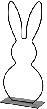 NaDeco Metallring Hase mit Fuß, in vielen Farben und Größen wählbar | Hasen Deko | Tischdeko Ostern | Dekoring | Osterdeko | Bastelring | Frühlings-Dekoration, Farbe:Schwarz, Größe:Hasenohr 40cm