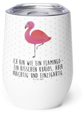Mr. & Mrs. Panda Weinbecher Flamingo Classic - Geschenk, Außenseiter, rosa, Spruch, Glühweinbecher, Glühwein Becher, Weingläser, Trinkbecher, ich,