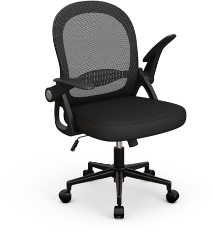 naspaluro Sedia Ufficio, Sedia Scrivania con Supporto Lombare, Poltrona Ufficio in Rete Traspirante, Sedia da Ufficio Ergonomica Braccioli e Altezza Regolabili, Nero