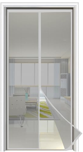 Cortina Mosquitera Magnética para Puerta Exterior con Imanes, Mosquitera Cortina Puerta Magnetica Imantada - (95x200, Gris)