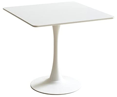 Esstisch, rechteckig, Tulpe, weiß, kleiner runder Tisch, minimalistisch, gebackener Lack, Mitte des Jahrhunderts, Esstisch, für Balkonverhandlungen, Milchteeladen