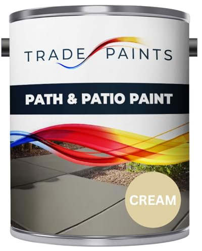 Path & Patio Floor Paint - 5 Litre - Ideal For Stone & Concrete - Smooth Attractive Finish - Use On Garden Patio & Pathway Flags - UV Resistant - Easy To Apply (Cream Ral 1015)