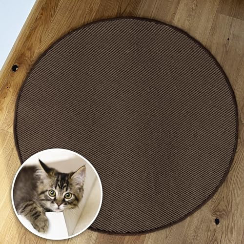 Floordirekt Katzen Kratzmatte rund 50cm Ø aus Natur Sisal Kratzteppich Kratzmöglichkeiten für Katzen Kratzmöbel für Wand oder Boden - robust & waschbar, braun