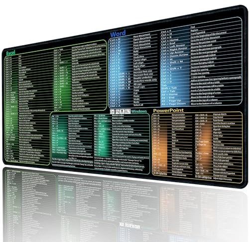 secret corner excel&Word&Windows&powerpoint Cheat Sheet Mousepad,ExtraLarge Office Desk Accessories Desk mat,Office Keyboard Shortcuts Mouse pad, Non.Slip for Computer Gaming Mouse pad -35.4x15.7