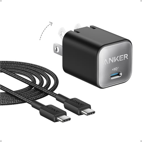 Anker Cargador Nano USB C, 30 W PIQ 3.0 plegable, carga rápida para iPhone serie 17/16, Galaxy, iPad, compatible con MagSafe
