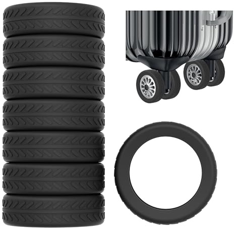 AWINNER Luggage Wheel Covers 8 Pack Upgraded,Silicone Luggage Wheel Protector Covers for Most 8 Spinner Wheel Suitcases or Office Chair Caster,Durable,Mute and Shock Absorption, Black
