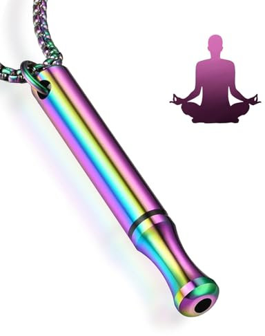 HSIXHAF 1 pcs Stressabbau Halskette Edelstahl für Achtsames Atem Tragbare Meditation Atem Kette Tiefatmung Atemübung Halskette für Damen Herren Meditation Angstlinderung Entspannung (Mehrfarbig)