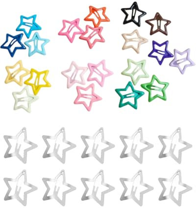 MYGLOAR 30PCS Pinzas para el Cabello con Forma de Estrella de Metal, Multicolores, Lindos Sombreros para Suministros de Peluquería para Niños y Niñas