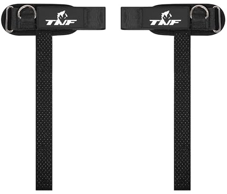 Ekkovision Weight Lifting Straps, Cuffed D Ring, TNF Logo, Black | Wrist Support for Men, Heavy Duty, Thick & Comfortable, Secure Fit, Enhanced Grip, for Weightlifting & Gym Training