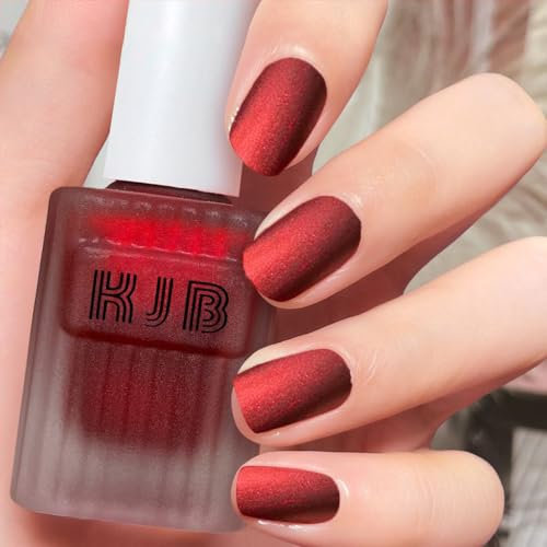 Matte Nail Polish, Red Nail Varnish, Diamond Glitter Quick Dry Nail Polish No UV Lamp Curing, Long Lasting, Chip Resistant, Non-Toxic, Quick Drying, Salon Manicure, At Home Manicure (30#Red)
