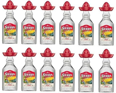 1 Box a 12 x 50ml Sierra Tequila Blanco – 38% Alk. + Space Riegel von Onlineshop Bormann