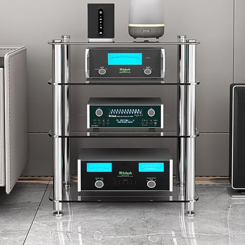 Elitix Meuble HiFi Support de Stockage de DVD, Support de Tour de Support de Jeux Vidéo, Vitrine, Supports et Supports Stéréo Professionnels pour Système de Bureau à Domicile(White)