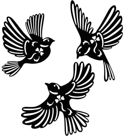 SHAIDOJIO 3PCS Metal Hummingbird Wall Decor, Black Bird Wall Decorations Outdoor Living Room Garden, Multi-Posture Hummingbird Wall Art Decor, Metal Indoor Hanging Decor Ornaments for Bedroom Yard