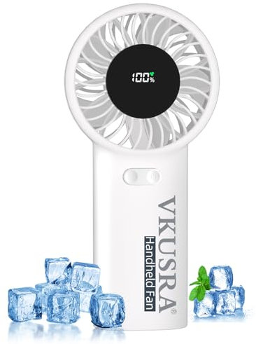 Portable Handheld Fan, [2025 NEW] Powerful Hand Fan with 6000mAh Battery & Adjustable 1-100% Speeds, Cooling Rechargeable USB Fan with Large Screen Display, Stable Desk Fan for Home, Office, Travel