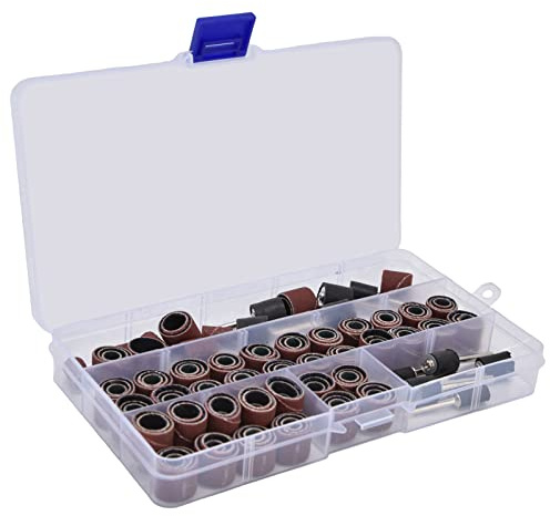 120Pcs Sanding Drum and Sleeves Set, 120Pcs Sander Sleeves + 12Pcs Mandrels for Home Decoration, Artwork, Wood