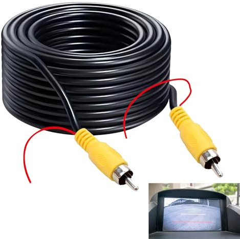 unillea Cavo AV da 10M per Telecamera Retromarcia, Estensione con Connettori RCA Maschio e Filo di Rilevamento, Compatibile con Auto, Camion, Camper, Monitor, CCTV, TV Box