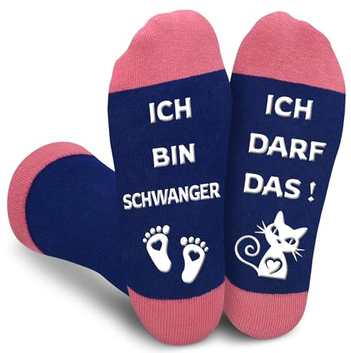 Gemtte Socken Geschenk für Werdende Mama, 38-42 Mom to be Geschenke, Rutschfest Baumwolle Lustige Socken Schwangerschaft für Werdende Mütter, Rosa