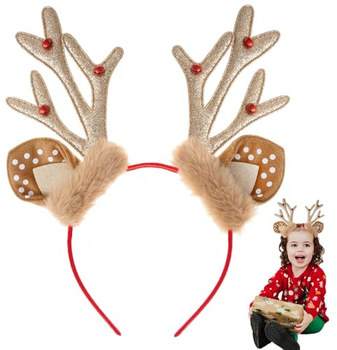 TAXTYHRE Haarreifen Weihnachten, Glitzer Rentier Haarreif, Rentier Geweih Weihnachts Haarband, Weihnachtsfeiern Cosplay Haarschmuck, Weihnachten Geschenk für Erwachsene und Kinder