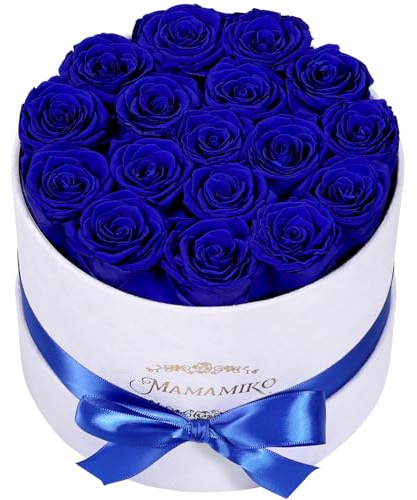 17 Preserved Roses in Suede Box, Real Blue Rose, Gifts for Women Her | Flowers for Delivery, Eternal Roses, Gift Box & Card, Birthday Gifts for Mum Her, Anniversary Present for Wife Girlfriend