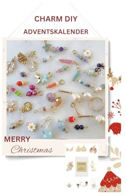 Adventskalender Charm Schmuck 2025: DIY Komplettset für Kette, Armband und Ohrringe für Frauen