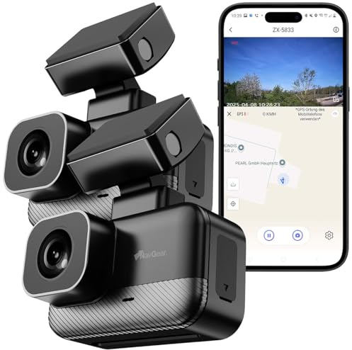 NavGear Dash Camera: 2er-Set Mini-2K-Dashcam mit G-Sensor, GPS, Parkwächter, WLAN, App (Dashcam-Kit, mit Kollisionserkennung, Kamera)