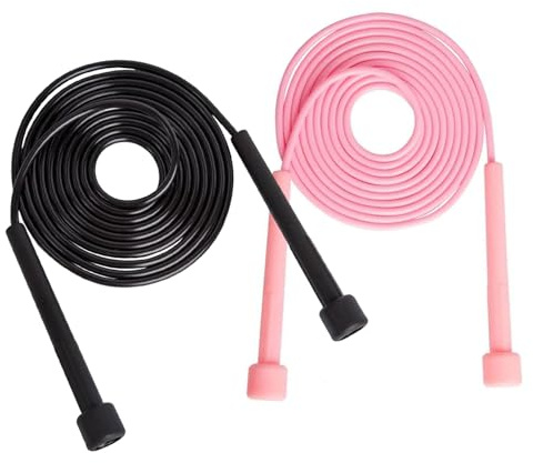 2PCS Jump Rope, Jumping Rope, Adjustable Length Design Pink Skipping Rope, Professional Classic Long Skipping Rrope Suitable for Home Training and Travel Fitness (Pink Black)