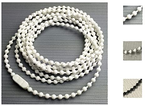 EFIXS Rollokette aus PVC (Bedienkette) – mit Kettenverbinder - Bedienlänge 120 cm (Umlauf 240 cm) - 4,5 x 6 mm - für Rollos, Jalousien, Lamellenvorhänge, Farbe: Weiss