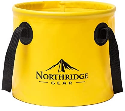 Falteimer Faltschüssel im trendigen Design | Für Camping, Angeln, Party und Garten | Einsetzbar als faltbare Wasch-Schüssel, Wasserkanister oder Falt-Spülbecken [Gelb, 15L]