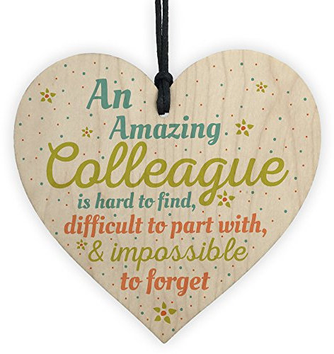 Red Ocean Amazing Colleague Co Worker Wooden Heart Plaque Sign Friend Friendship Work Thank You Gift