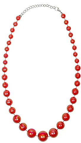 Boland 64504 - Halskette Charleston, 1 Stück, Einheitsgröße, rote Perlen, 20er Jahre, Modeschmuck, Collier, Accessoire, Verkleidung, Karneval, Mottoparty, Clown, Hippie, Rock 'n Roll