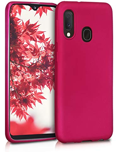 kwmobile Case kompatibel mit Samsung Galaxy A20e Hülle - Schutzhülle aus Silikon metallisch schimmernd - Handyhülle Metallic Pink