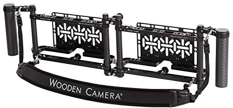Wooden Camera Dual Director's Monitor Cage v3 with Carbon Fiber Handgrips, Holds 2 Monitors, Universally Compatible with Any Monitor up to 9 inches, Includes Neck Strap and Sun Shade