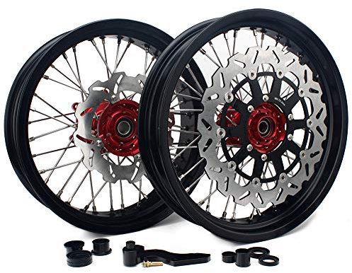 TARAZON 3.5''+5,0'' Supermoto Felgensatz Felgen Radsatz Bremsscheiben + Adapter für Honda CRF 450R 2004-2012 / CRF 250R 2004-2013